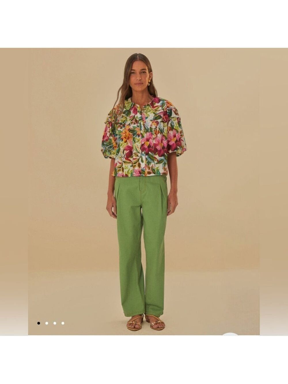 Farm Rio Green Pleat Pants